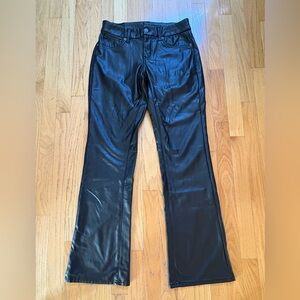 Y2K American Eagle Outfitters Black Faux Leather Wide Leg Pants Size 4 R